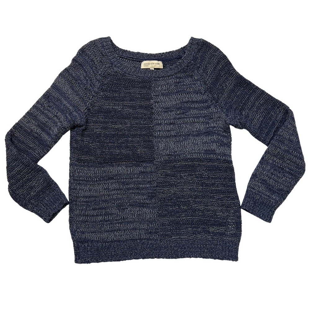 Jones New York Sport Navy Textured Knit Sweater Women's Small Cotton Blend